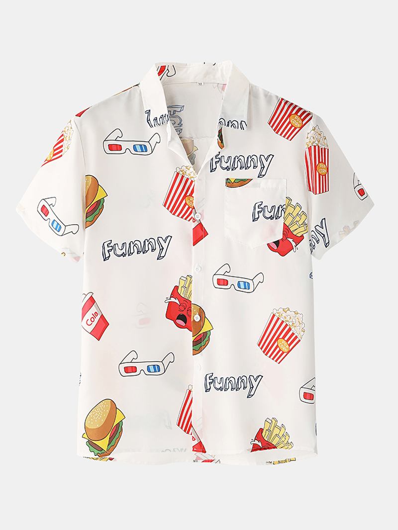 Herr Funny Fruit Hamburger Med Tryck Pyjamas Set Tvådelad Kortärmad Sommar Nattkläder