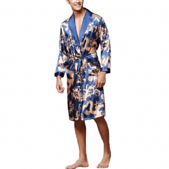 Herr Satin Silk Pyjamas Kimono Morgonrock Morgonrock Sovkläder Loungewear