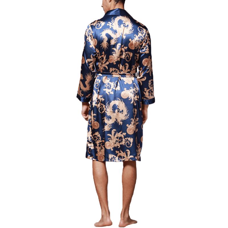 Herr Satin Silk Pyjamas Kimono Morgonrock Morgonrock Sovkläder Loungewear