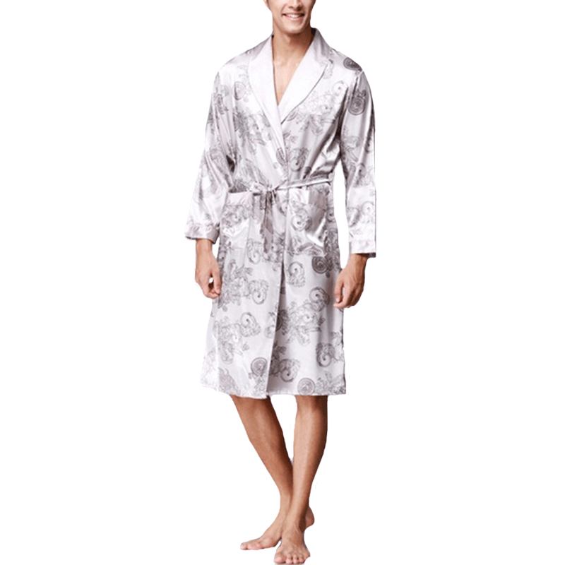 Herr Satin Silk Pyjamas Kimono Morgonrock Morgonrock Sovkläder Loungewear