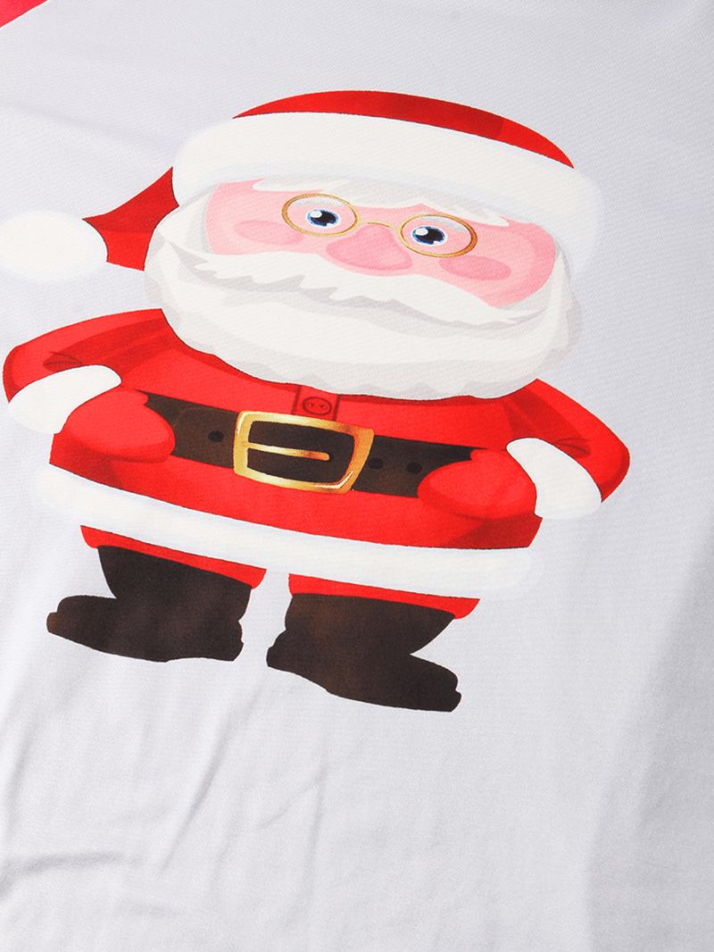 Herr Tecknad Jultomte Med Tryck Raglan Ärm Lös Pläd Byxor Home Lounge Pyjamas Set