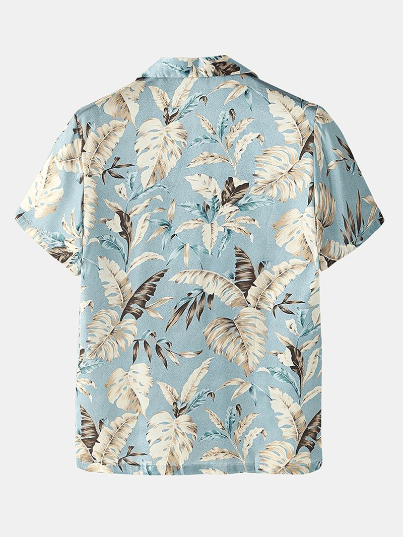 Herr Tropical Leaves Med Tryck Pyjamas Set Två Delar Hem Casual Sovkläder