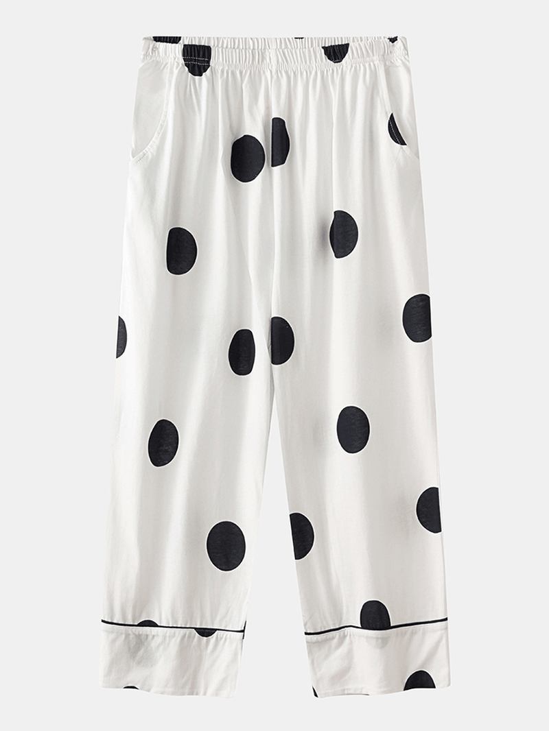 Kvinnor Bomull Polka Dot Kortärmad Pyjamas Set Casual Summer Sleepwear