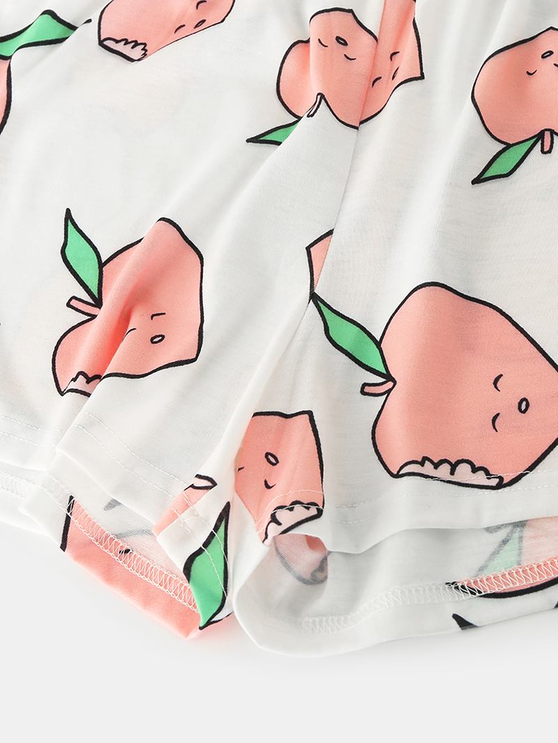 Kvinnor Cartoon Peach Med Tryck Kortärmad Elastisk Midja Hem Casual Pyjamas Set