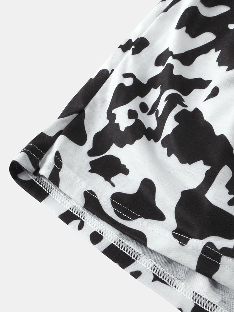 Kvinnor Cow Med Tryck Pyjamas Kort Set O-neck Sommar Nattkläder