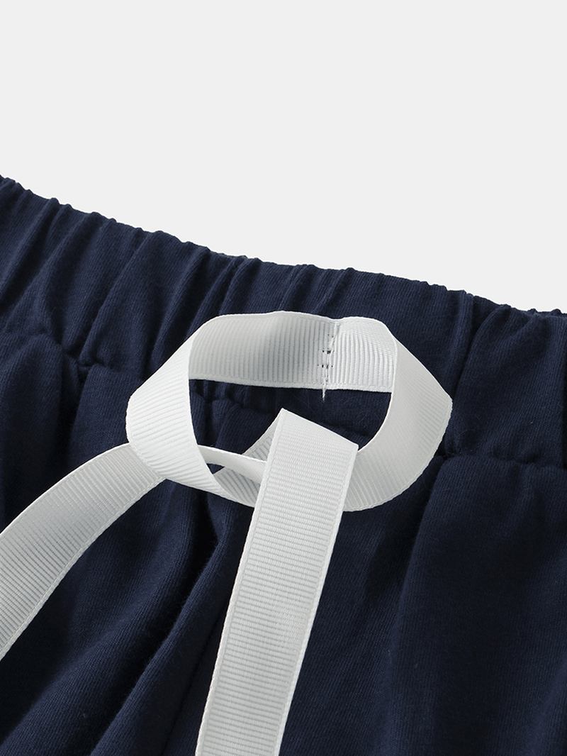 Kvinnor Letter Med Tryck Färg Block Knot Kortärmad Hem Casual Pyjamas Set