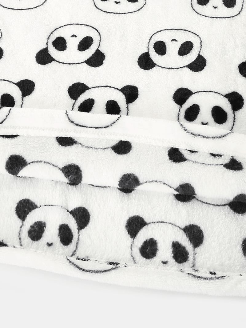 Kvinnor Över Hela Cartoon Panda Långärmad Plysch Varm Hem Pyjamas Set