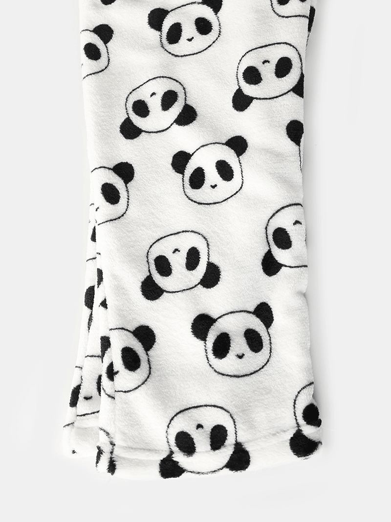 Kvinnor Över Hela Cartoon Panda Långärmad Plysch Varm Hem Pyjamas Set