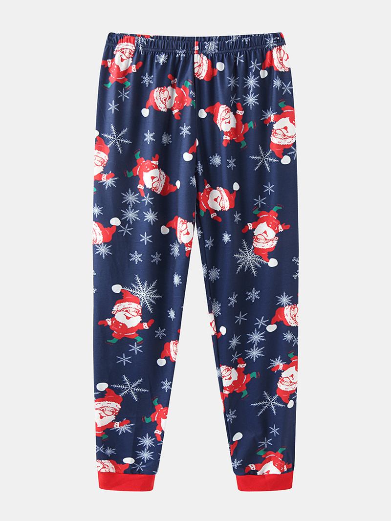 Kvinnor Santa Claus Med Tryck Långärmad Tröja Lös Resår Midja Byxor Jul Pyjamas Set