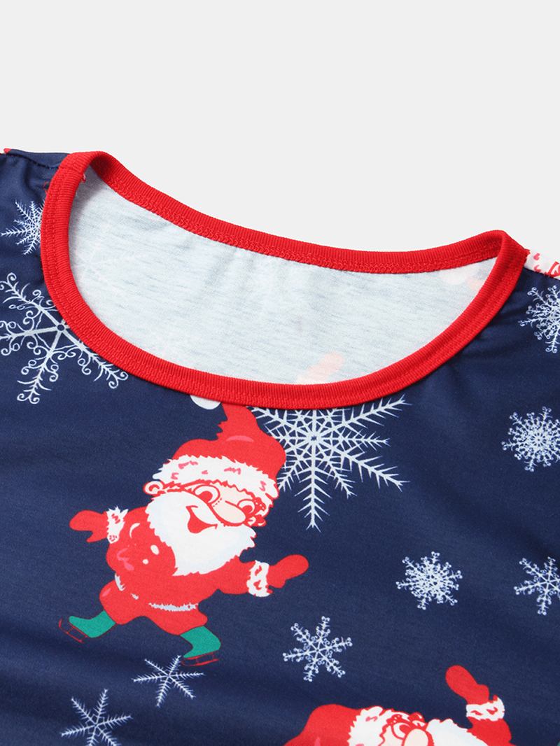 Kvinnor Santa Claus Med Tryck Långärmad Tröja Lös Resår Midja Byxor Jul Pyjamas Set