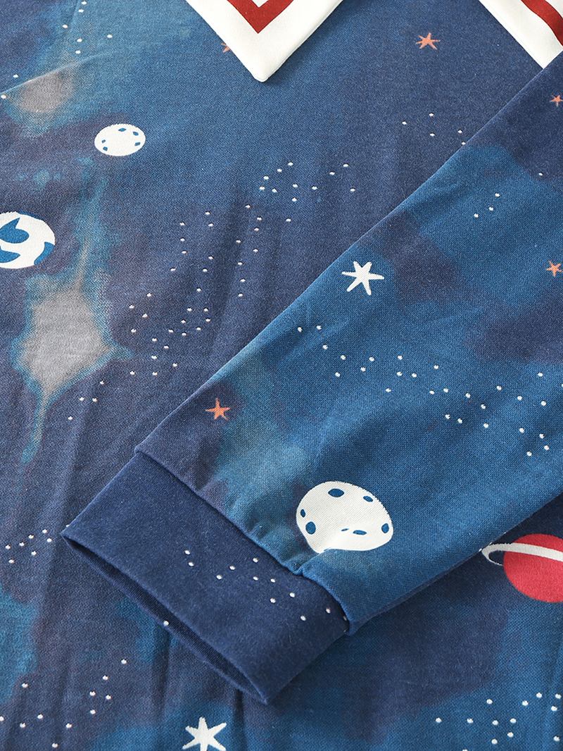 Kvinnor Starry Sky Med Tryck Söt Pullover Lös Elastisk Midja Cartoon Home Pyjamas Set