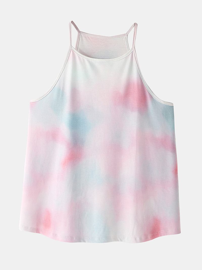 Kvinnor Tie Dye Färgglad Gradient Ärmlös Casual Pyjamas Set