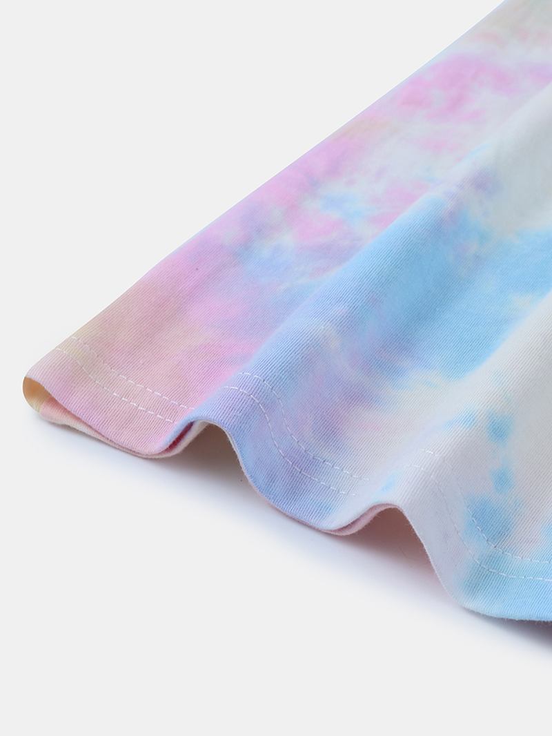 Kvinnor Tie Dye Pyjamas Set Två Delar Kort Ärm O-neck Softies Sommar Sovkläder