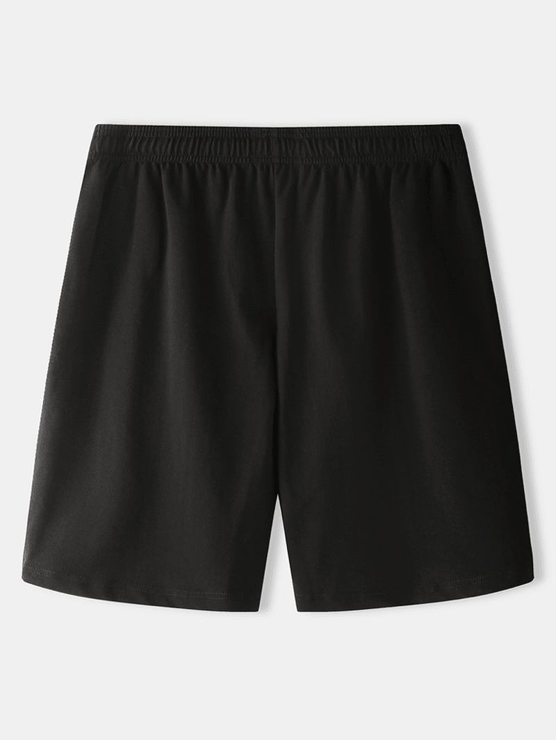 Män Bomull Casual Enfärgad Ficka Elastisk Midja Dragsko Sleepwear Shorts