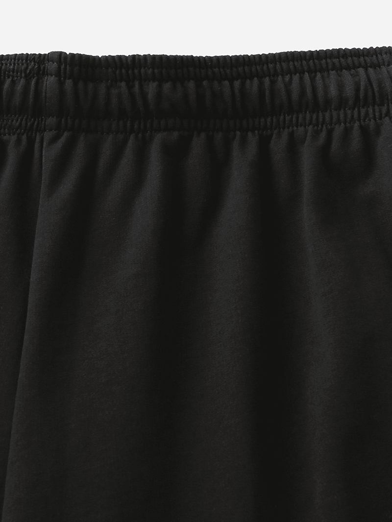 Män Bomull Casual Enfärgad Ficka Elastisk Midja Dragsko Sleepwear Shorts