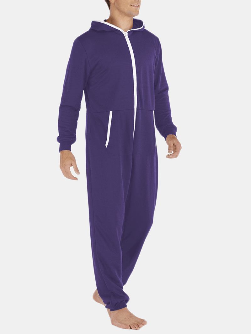 Män Casual Onesies Jumpsuit Hooded Loungewear Lös Pyjamas