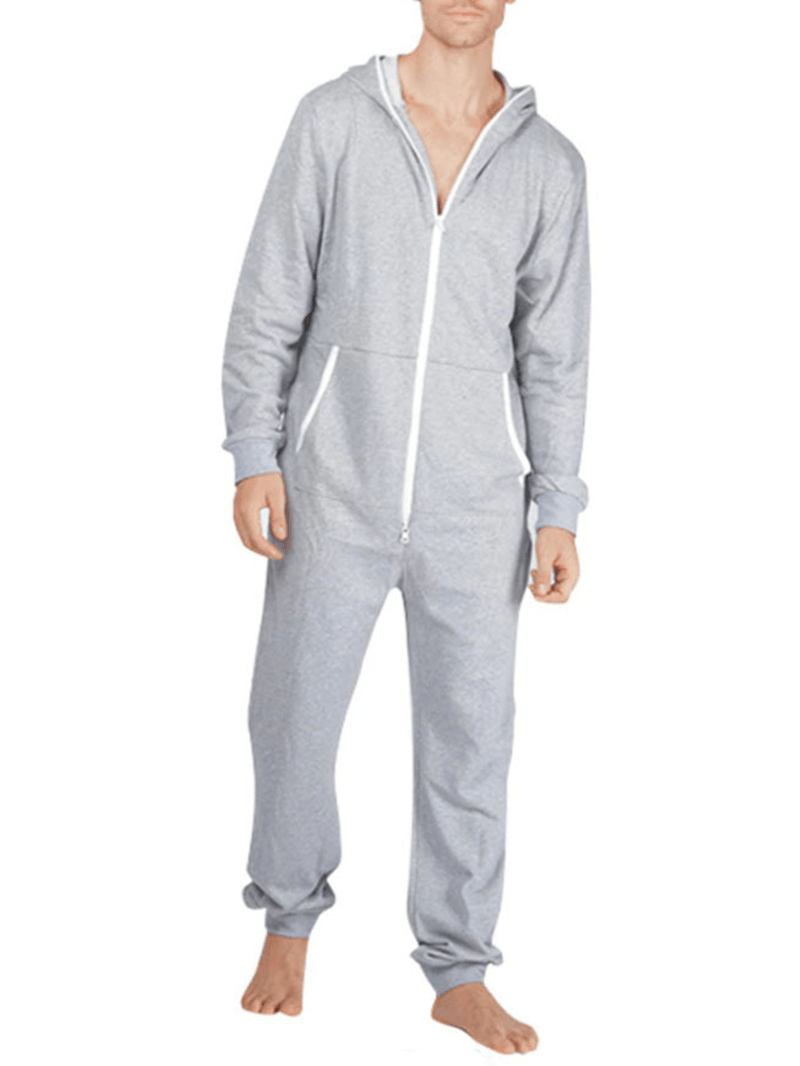 Män Casual Onesies Jumpsuit Hooded Loungewear Lös Pyjamas