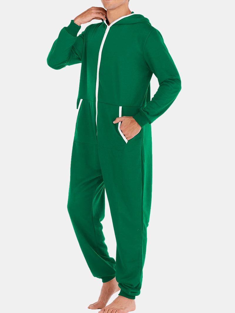 Män Casual Onesies Jumpsuit Hooded Loungewear Lös Pyjamas