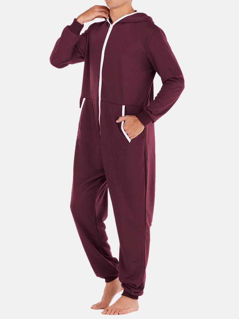 Män Casual Onesies Jumpsuit Hooded Loungewear Lös Pyjamas