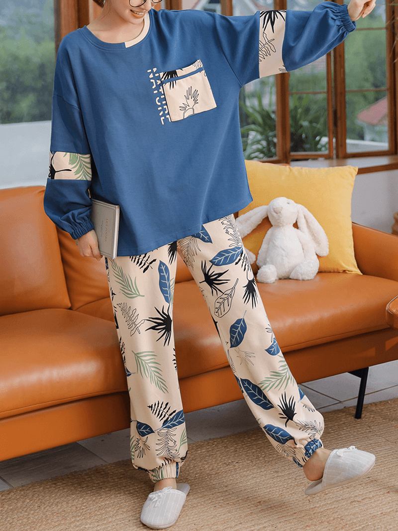 Plus Size Kvinnor Cartoon Animal Med Tryck Plädbyxor Hem Casual Pyjamas Set