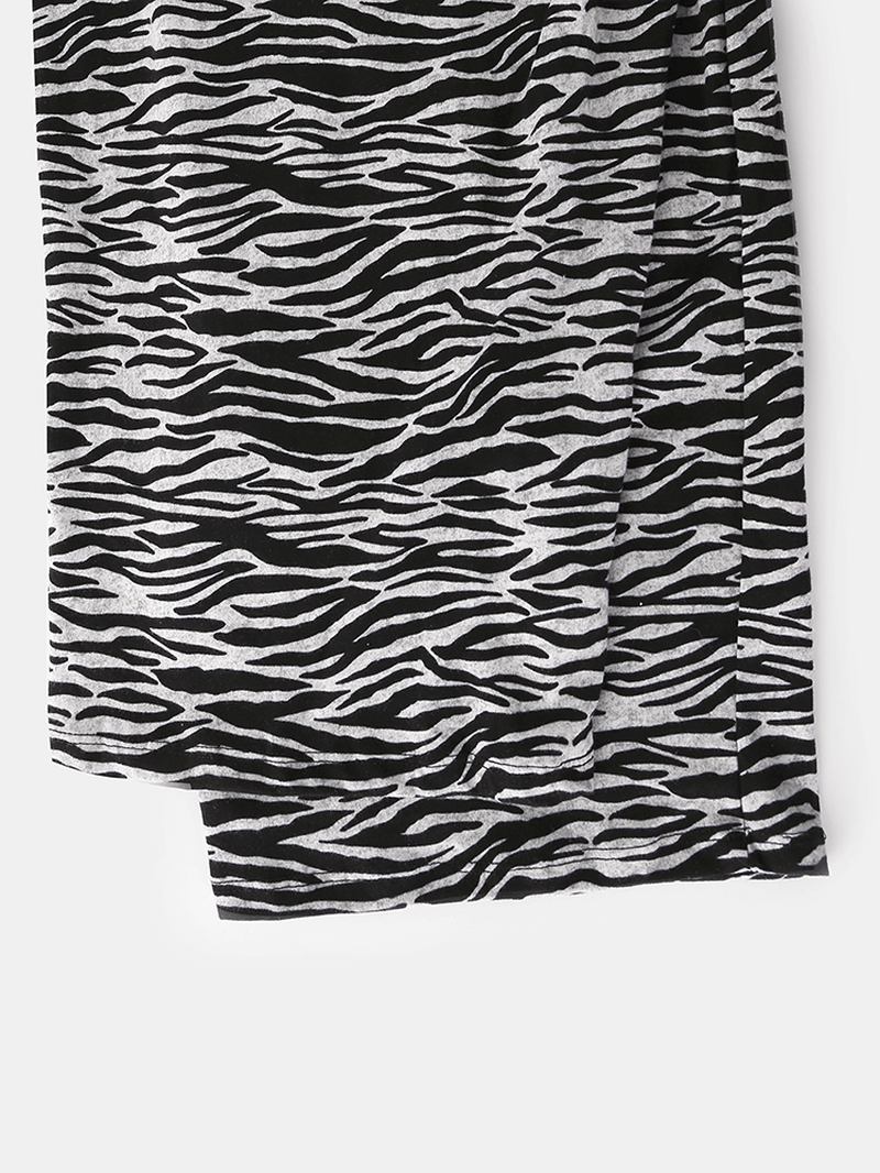 Plus Size Kvinnor Hem Bomulls Zebra Med Tryck V-neck Kortärmad Pyjamas Set