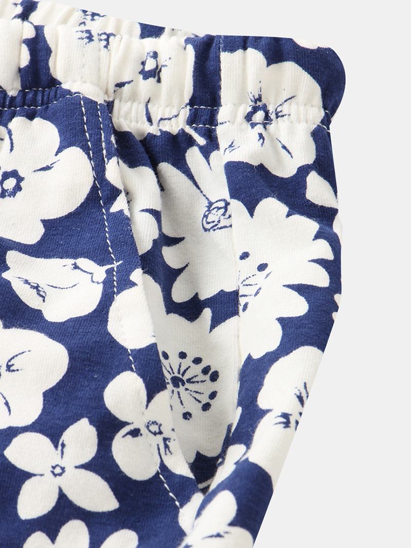 Plus Storlek Kvinnor Blommönster Revere Krage Bröstficka Kortärmad Hem Pyjamas Set