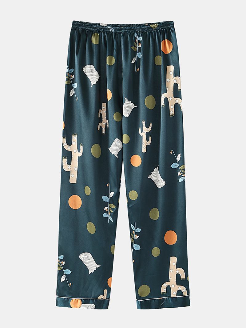 Polka Dot Plant Med Tryck Loose Fit Långärmad Revere Collar Home Lounge Pyjamas Med Ficka