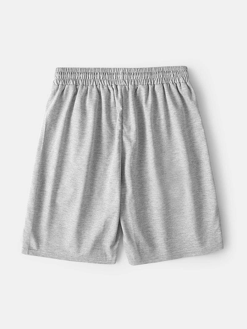 Roligt Tryck För Män I Enfärgade Casual Shorts Med Dragsko