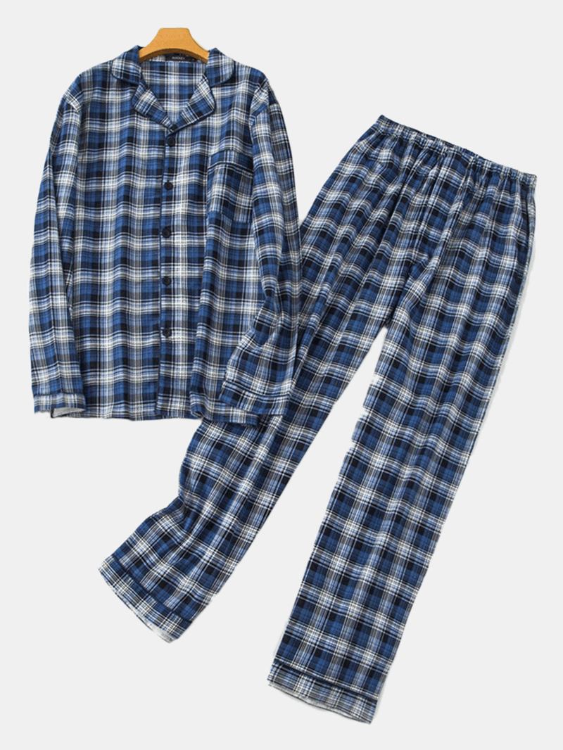 Rutig Bomull Varm Pyjamasset