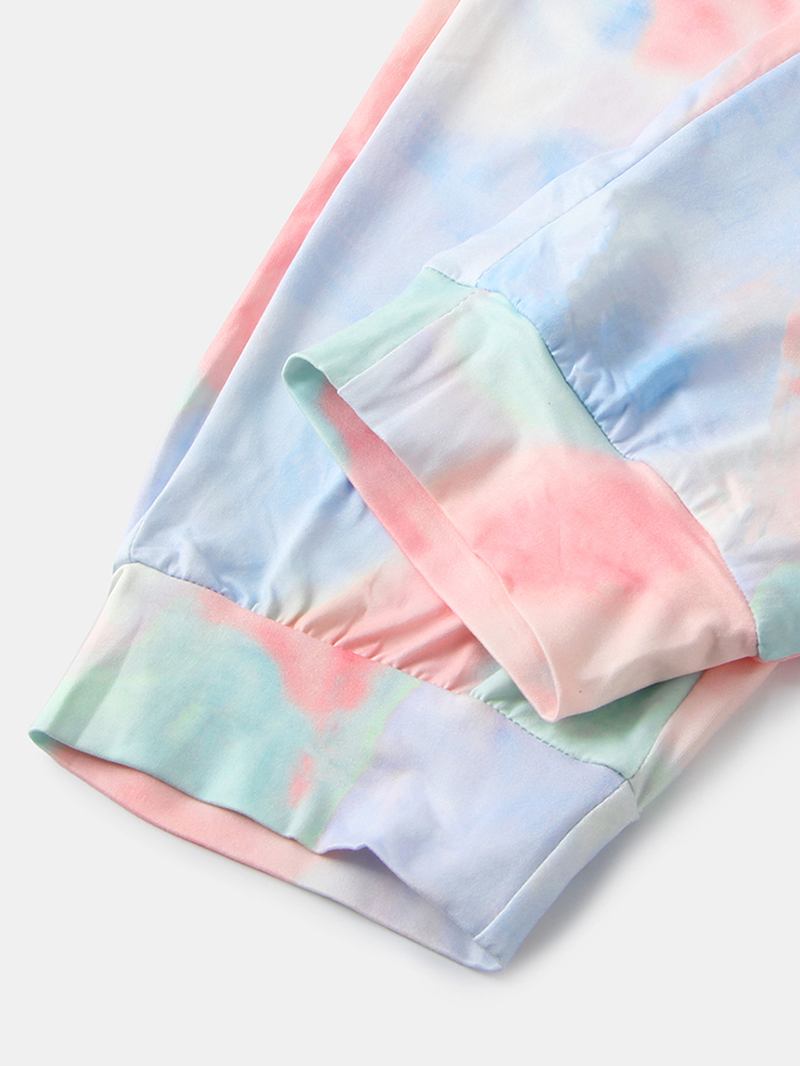 Tie Dye Med Tryck Sports Loungewear Set Tank Top Beam Feet Ärmlösa Tvådelade Set