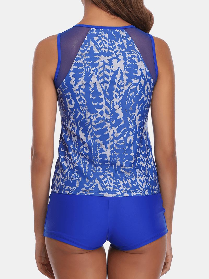 Kvinnor Med Tryck Lace Tankini Cover Belly Hawaii Beach Baddräkter