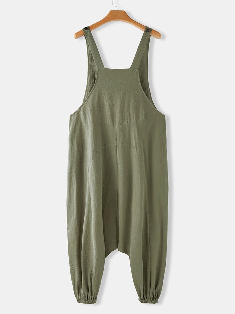 Broderade Fickor Drop-gren Sidoknapp Casual Harem Jumpsuits För Kvinnor