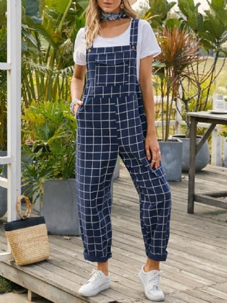 Dam Justerbar Strappy Sleeveless Casual Jumpsuits Med Flap Pocket