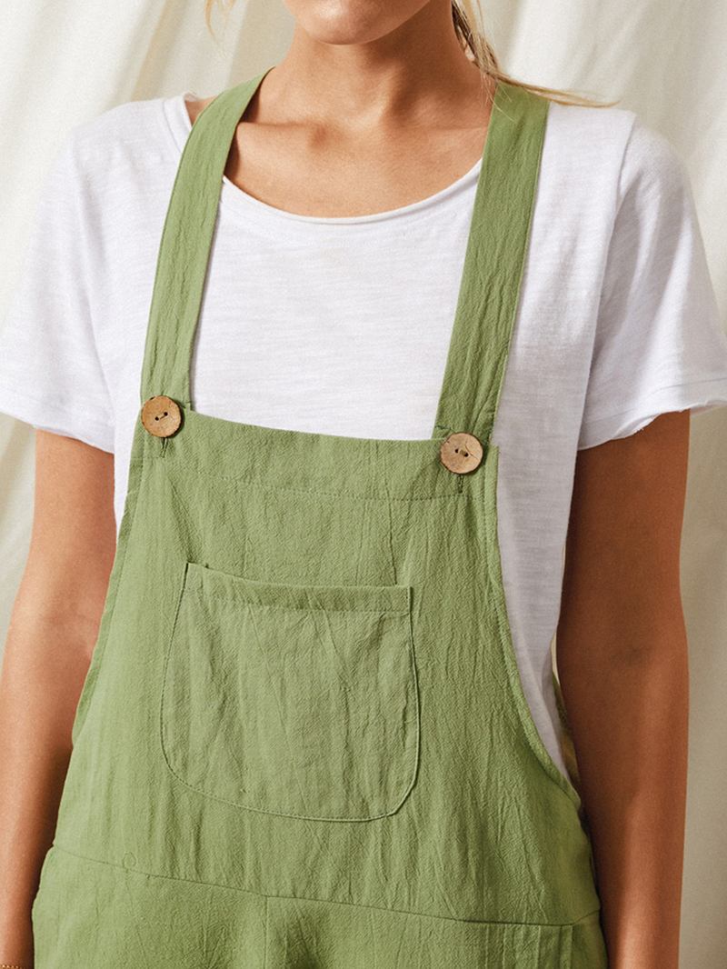 Enfärgad Strap Button Fick Ärmlös Lös Casual Harem Jumpsuit