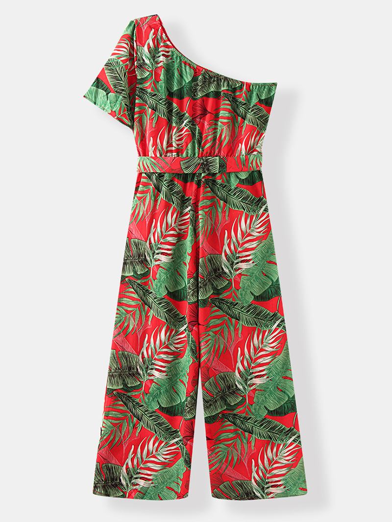 Kvinnor Casual Cold Shoulder Blommig Summer Holiday Med Tryck Jumpsuit