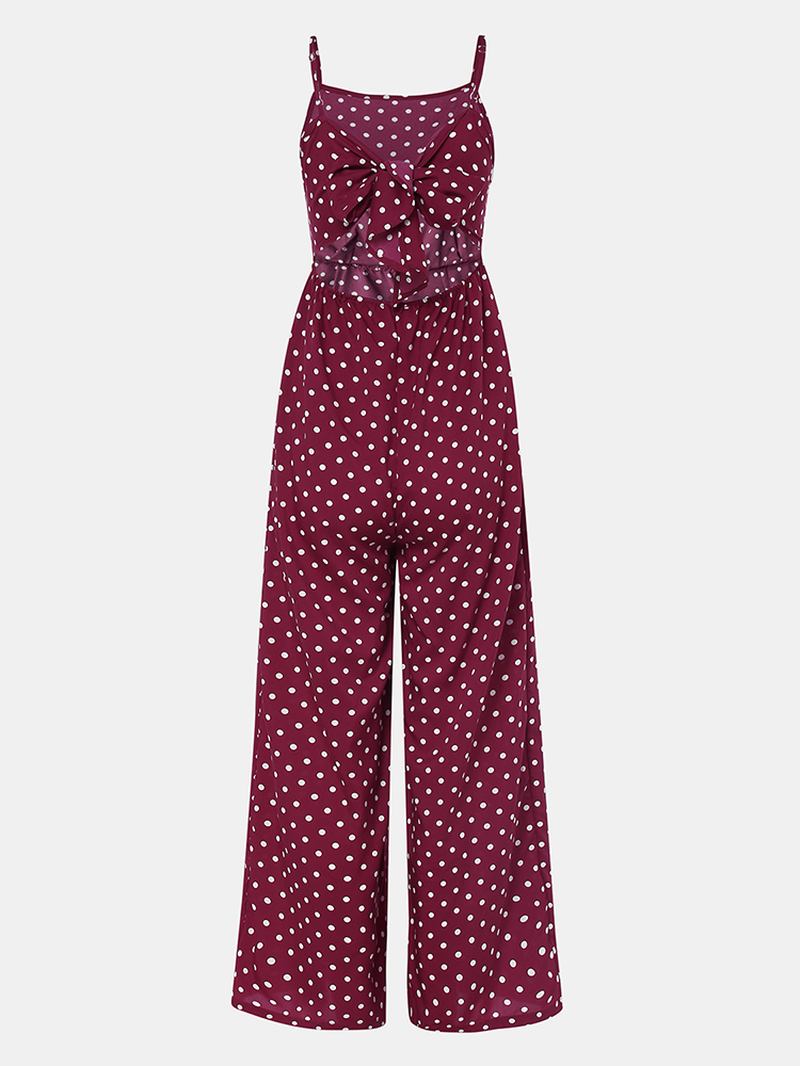 Kvinnor Polka Dot Spaghetti Strap Long Rompers Wide Leg Jumpsuit