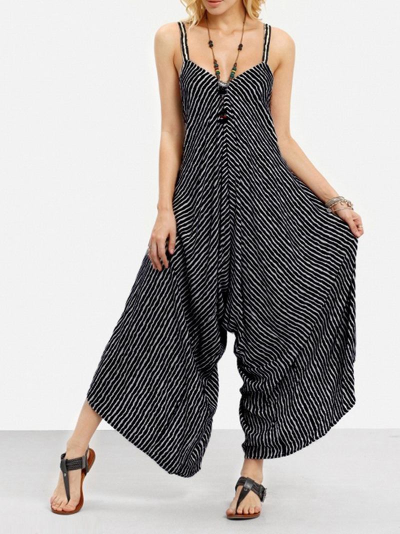 Sexig V-ringad Randig Jumpsuit