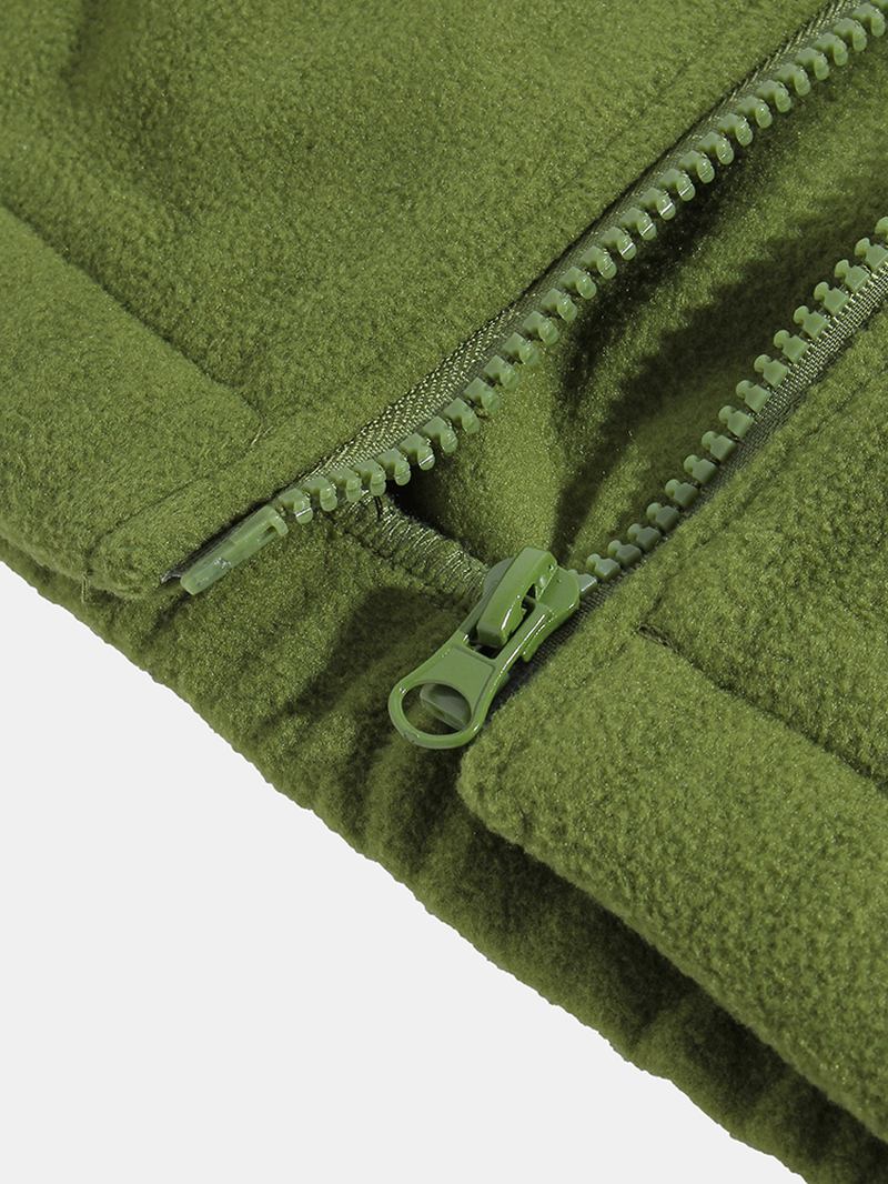 Enfärgad Polar Fleece Drop Shoulder Jacka För Män Med Ficka