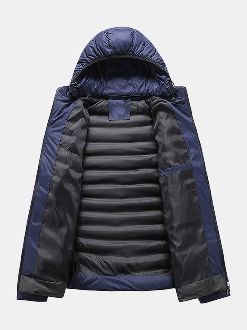 Herr Kontrastfärg Varm Vadderad Tjock Casual Outdoor Zipper Puffer Jacka