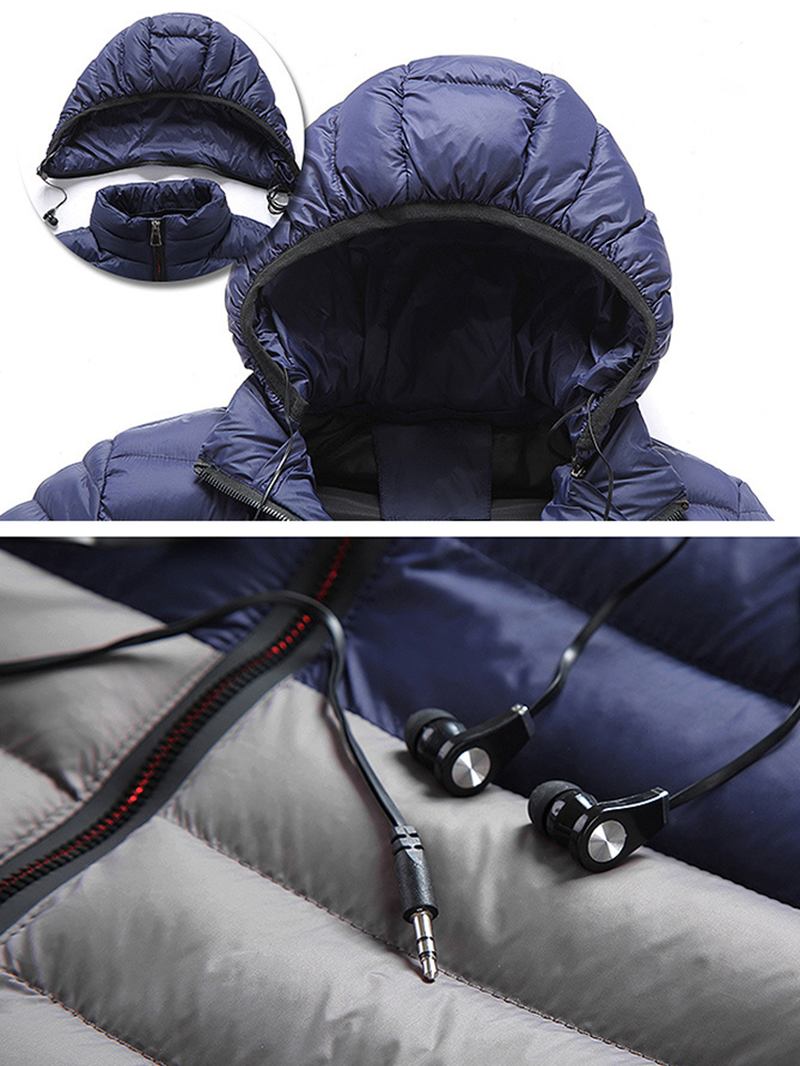 Herr Kontrastfärg Varm Vadderad Tjock Casual Outdoor Zipper Puffer Jacka