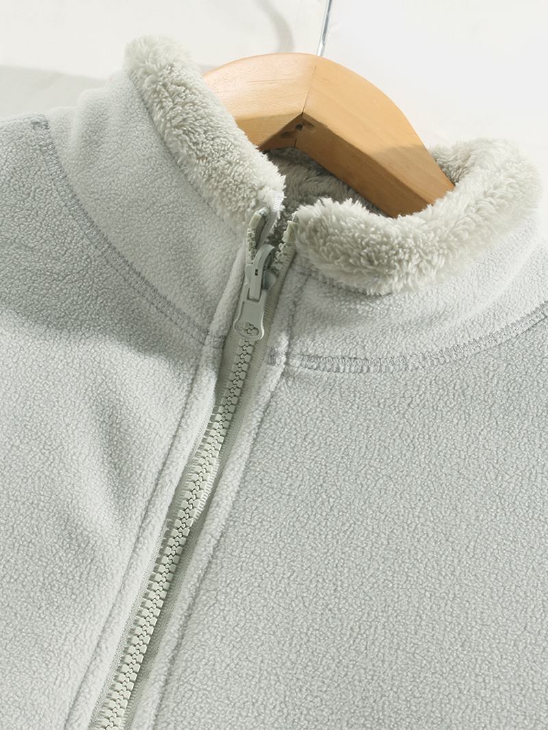 Herr Solor Colour Warm Fleece Vändbar Stand Collar Jacket Med Ficka