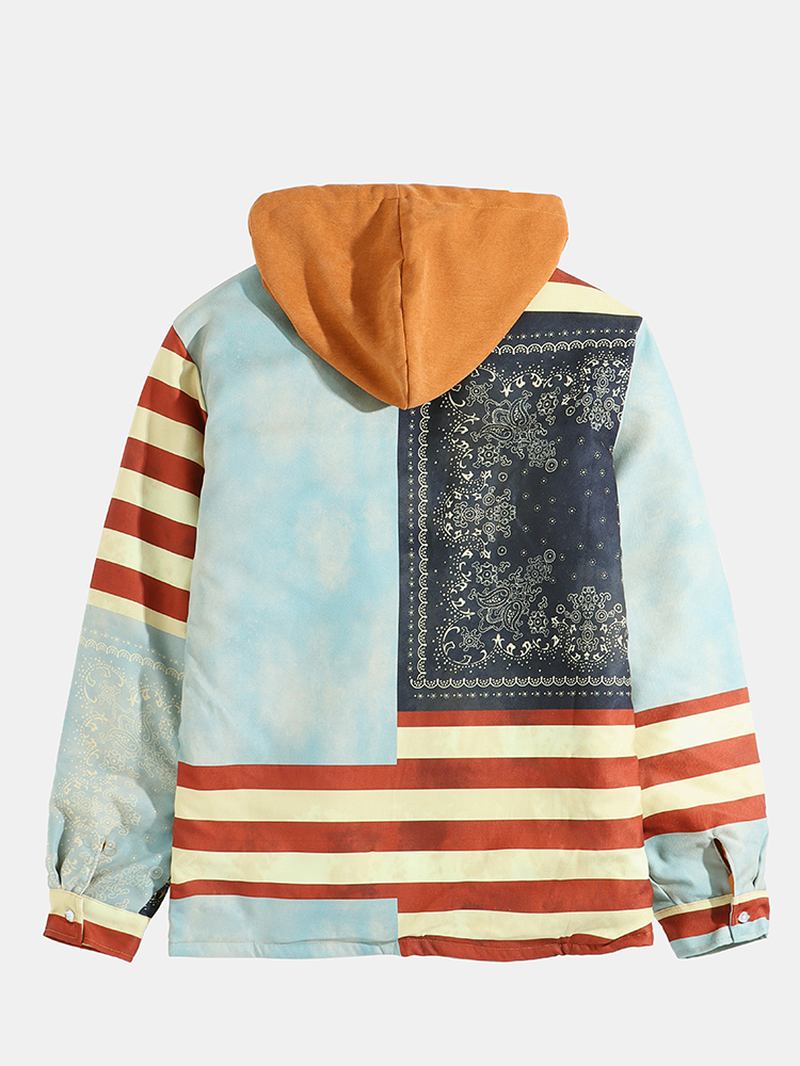 Män Etnisk Stil Med Tryck Stripe Vintage Hood Shirt Jacka