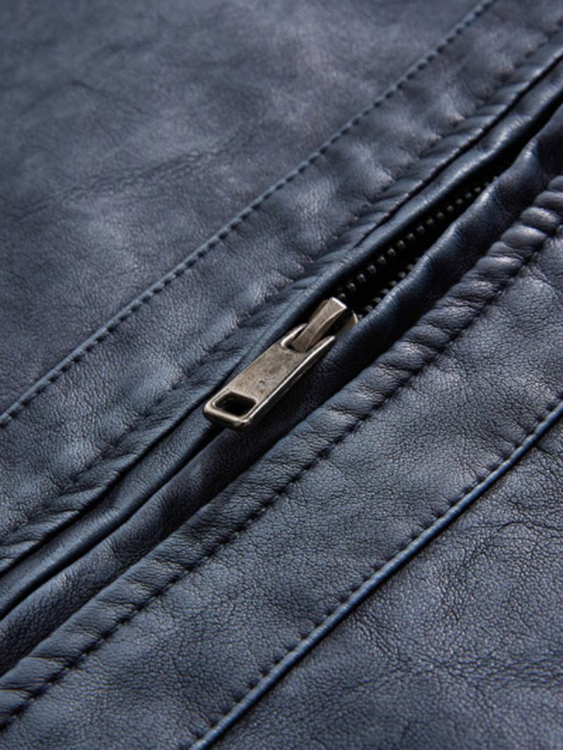 Män Pu Letter Elastisk Fåll Dragsko Hooded Zipper Jackor