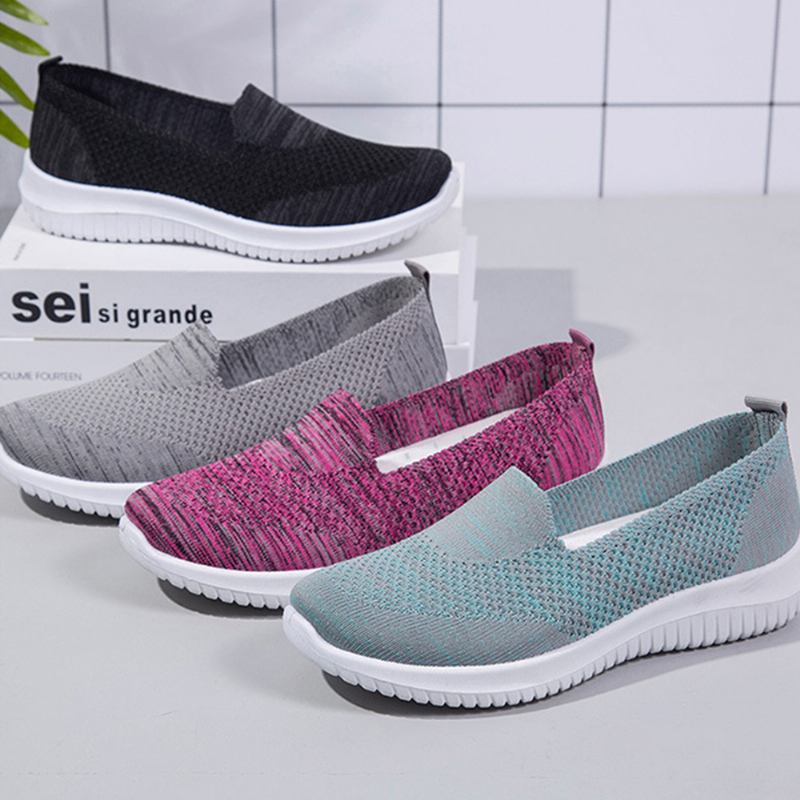 Dam Bekväma Mesh Slip On Mönster Sport Walking Skor