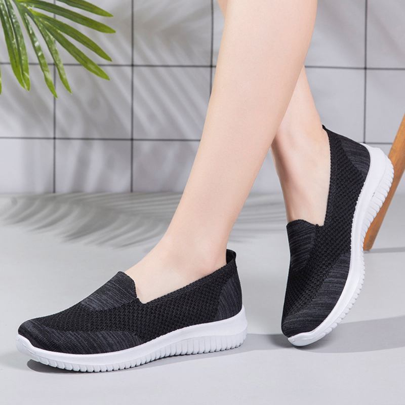 Dam Bekväma Mesh Slip On Mönster Sport Walking Skor