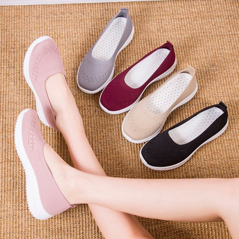 Dam Mesh Andas Lätt Slip On Lazy Casual Flat Walking Shoes