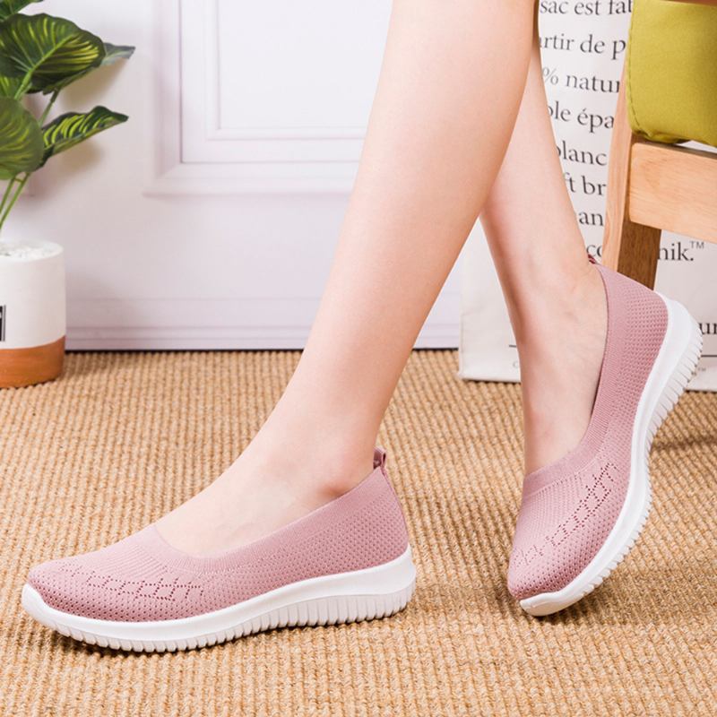 Dam Mesh Andas Lätt Slip On Lazy Casual Flat Walking Shoes