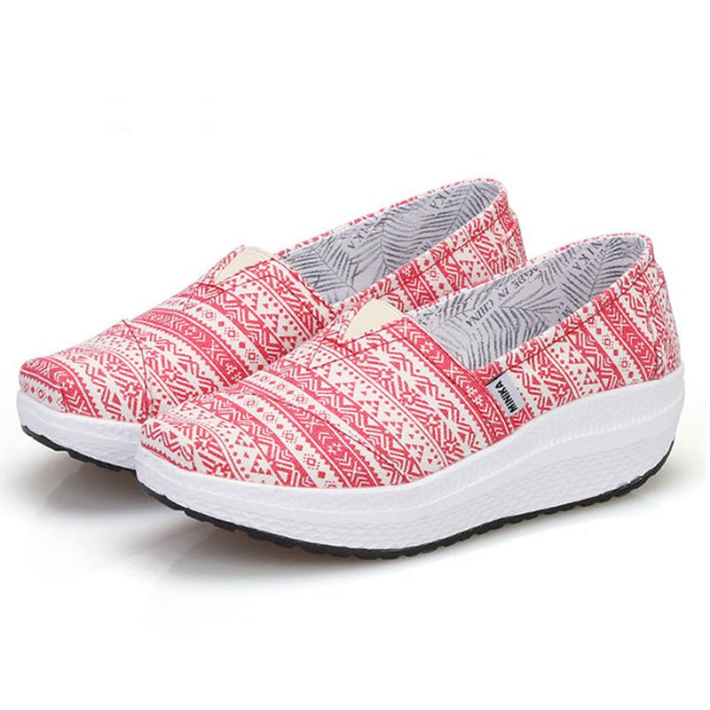 Kvinnor Canvas Andas Sport Utomhus Platta Casual Skor