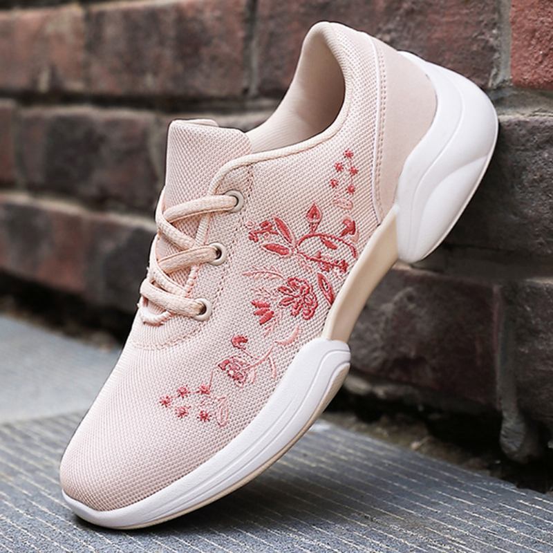 Kvinnor Casual Broderi Blommor Stickade Lätta Ventilerande Sneakers