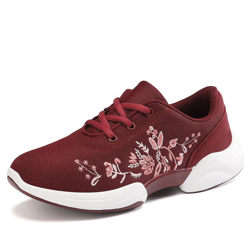 Kvinnor Casual Broderi Blommor Stickade Lätta Ventilerande Sneakers